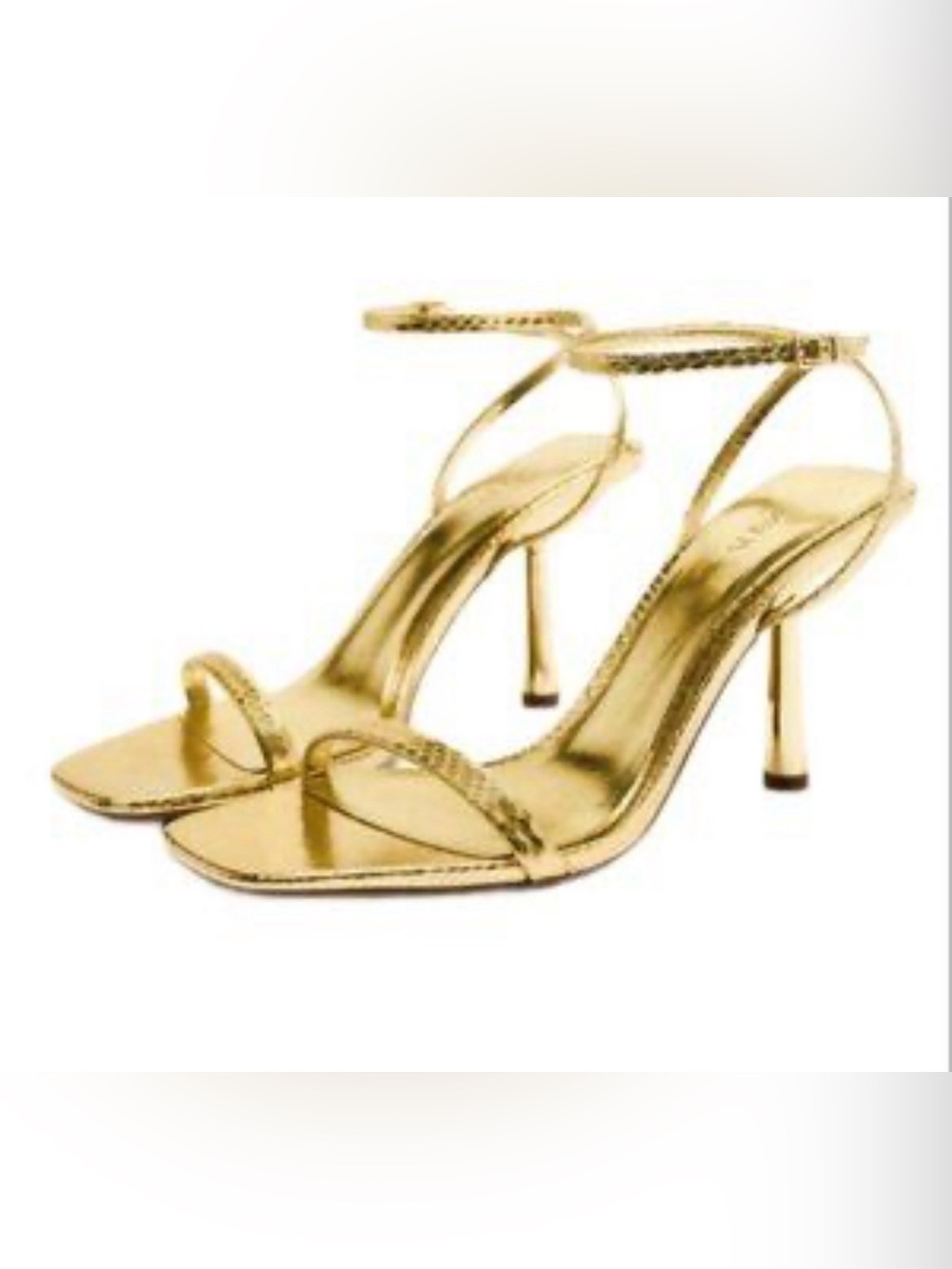 Zara Gold Metallic Strappy Stiletto Heels Size 40 / US 9